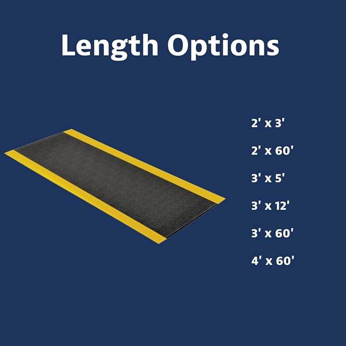 Notrax 411 Sof-Tred™ 3' x 12' x 9/16" Anti Fatigue Mat, Enhanced Slip Resistance with Beveled Edges and Pebbled Surface, Ideal for Industrial and Commercial Workplaces, Black/Yellow, 411S4312BY