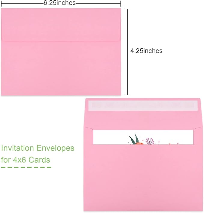 70 Packs A4 Envelope, Pink A4 Envelopes, 4x6 Photo Envelopes for Invitations, Envelopes Self Seal for Weddings, Baby Shower, Photos, Postcards, Greeting Cards, Mailing