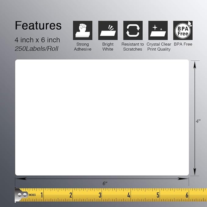 BETCKEY - 4" x 6" (102 mm x 152 mm) Shipping Labels Compatible with Zebra & Rollo Label Printer(not for dymo 4XL), Premium Adhesive & Perforated [2 Rolls, 500 Labels]