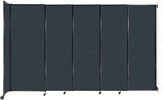 Wall-Mounted Sliding StraightWall Room Divider | Adjustable Widths | Locking Wheels | Room Separator | Up to 11'3" Wide x 6'10" Tall Blue Spruce Fabric Panels