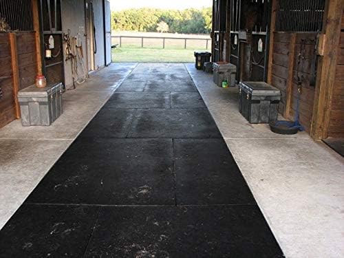 American Heavy Duty Stall Tiles - Thick, Durable Rubber Flooring - Solid Black 10' x 20' Set 1/2" Thick (50 Tiles)