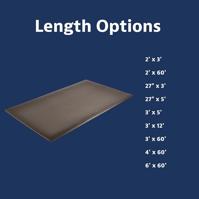 Notrax 410 Airug® 3' x 12' x 5/8" Anti Fatigue Mat, Enhanced Slip Resistance with Beveled Edges and Ribbed Surface, Ideal for Industrial and Commercial Workplaces, Black, 410S5312BL