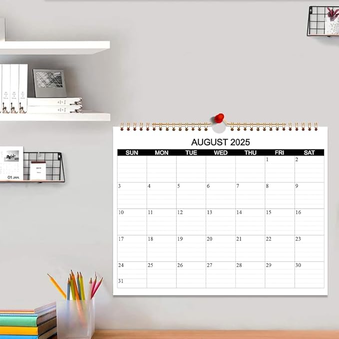 Calendar 2025-2026 - Wall Calendar 2025-26 Runs from August 2025 to December 2026, 17 Months Calendar with Thick Paper for Planning at Home or Office, 8.5 x 11 Inch, Black