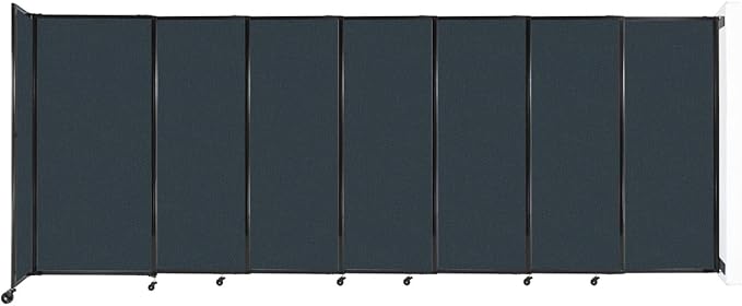 Wall-Mounted Sliding StraightWall Room Divider | Adjustable Widths | Locking Wheels | Room Separator | Up to 15'6" Wide x 6' Tall Blue Spruce Fabric Panels