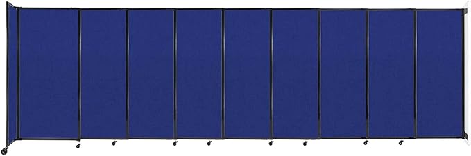 Wall-Mounted Sliding StraightWall Room Divider | Adjustable Widths | Locking Wheels | Room Separator | Up to 19'9" Wide x 6' Tall Royal Blue Fabric Panels