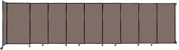 Wall-Mounted Sliding StraightWall Room Divider | Adjustable Widths | Locking Wheels | Room Separator | Up to 19'9" Wide x 5' Tall Latte Fabric Panels