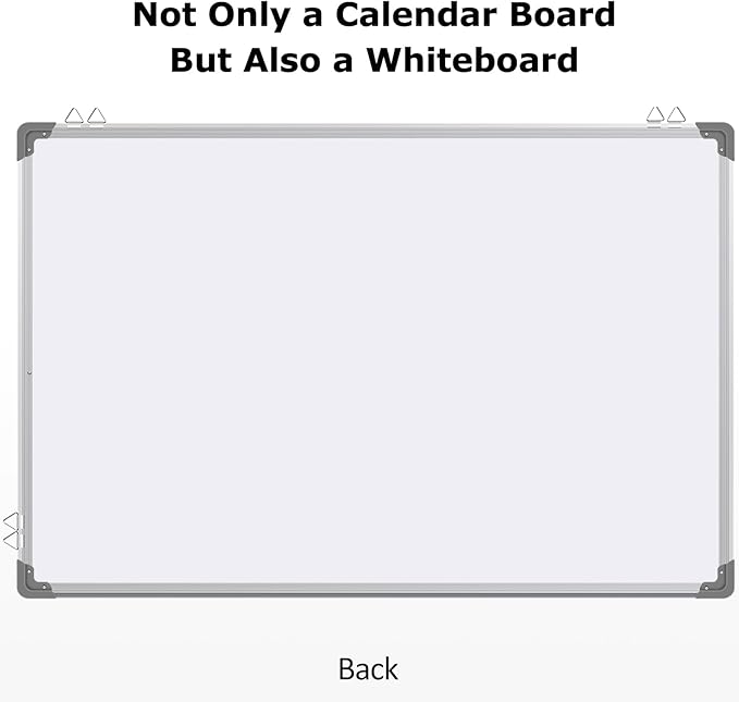 EAONE Magnetic Whitboard Calendar for Wall, Double Sided Dry Eraser Board Combo with Aluminum for Office, School, Home Kitchen (Silver, 36" x 24")