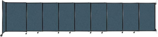 Wall-Mounted Sliding StraightWall Room Divider | Adjustable Widths | Locking Wheels | Room Separator | Up to 19'9" Wide x 4' Tall Caribbean Fabric Panels