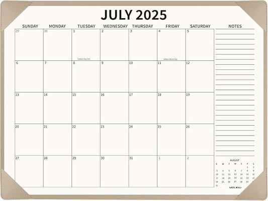 Desk Calendar 2025-2026 Large 22x17, July 2025-December 2026, 18 Months Big Desk Pad Calendar with Desktop Mat and Plastic Cover for Home Office School Planning, Apricot