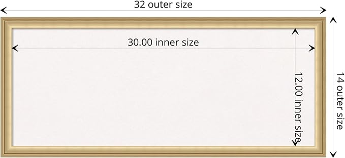 Amanti Art White Cork Board for Wall, 14x32 Vision Board with Gold Frame, Medium Corkboard Office Decor for Home Organization, Casual Corkboard Pinboard to display items for home organization