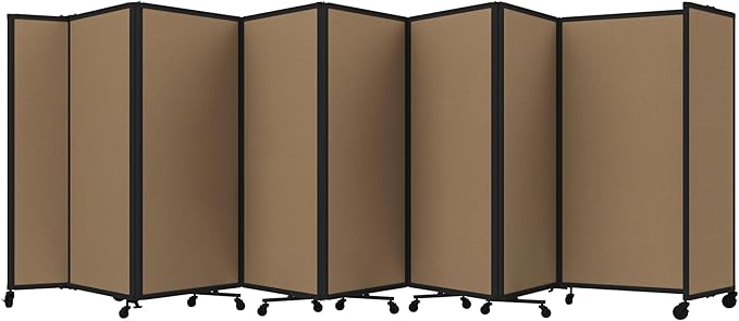 Versare Room Divider 360 Portable Wall Partition | Folding Panels | Large Freestanding Divider | Locking Wheels | Temporary Room Separator