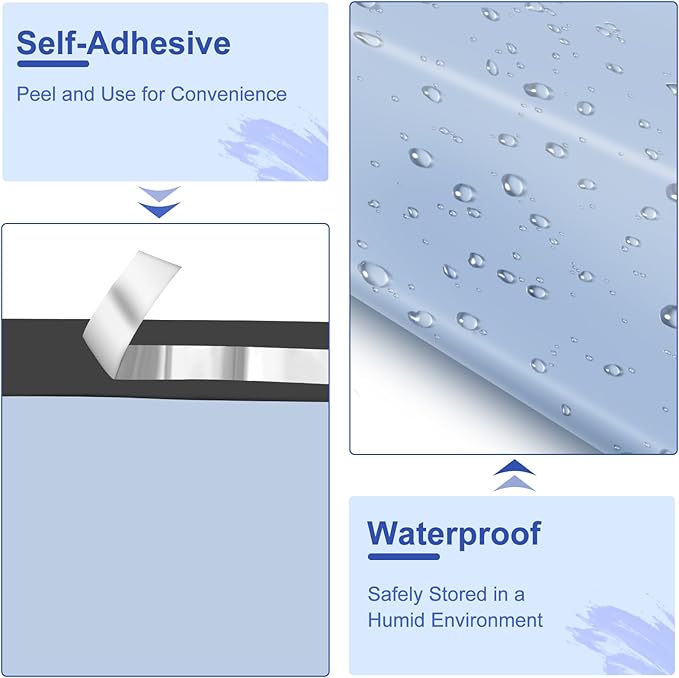 Poly Mailers 10x13 Inch 200 Pcs, Light Blue Shipping Bags, Mailing Envelopes with Self Seal Adhesive Strip, Waterproof and Tear-Proof Poly Bags for Non-Fragile Items