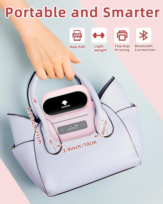 Phomemo M220 Bluetooth Label Maker Machine,Label Printer for Small Business, Office, Home & School, Portable Label Maker with 200+ Templates,100+ Fonts,1000+ Icons, Compatible with Phone, PC