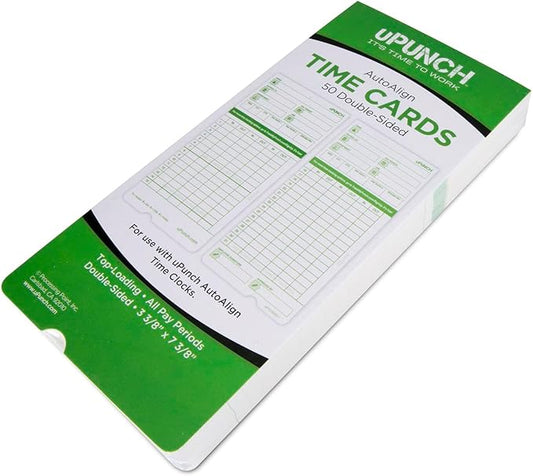 uPunch Time Clock Cards Hn3000, Two Sides, 7.37 X 3.37, 50/Pack