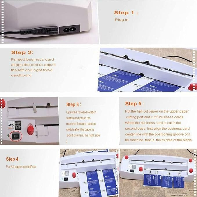 Electric Business Card Cutter Machine 110V - Automatic 3.5"x2" Cardboard Cutter, High-Speed Paper Trimmer with Auto Feed & Waste Removal