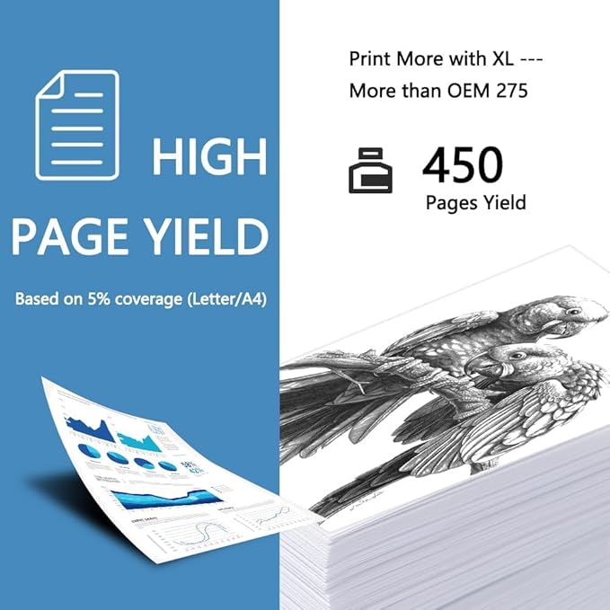 275XL Black Ink Cartridge Remanufactured Replacement for Canon PG-275XL PG-275 275 275XL Black use for PIXMA TR4720 TR4700 TR4722 TS3522 TS3520 TS3722 Printer Ink Cartridges, 1 Pack