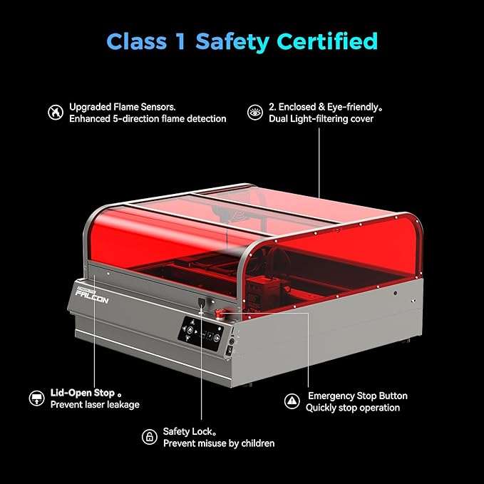 Creality Laser Engraver Faclon2 Pro S 22W Desktop Diode Laser Cutter and Engraver Machine with Enclosure,Smart Camera,Air Assist, Auto Focus Engraving Machine