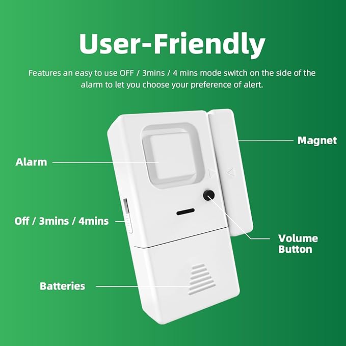 Freezer Door Alarm 1 Pack, Refrigerator Door Alarm When Left Open, Close Door Reminder, with 60/120/180/240 Seconds Delay Alert, Low/Loud 80 to 120 dB (Ivory White)