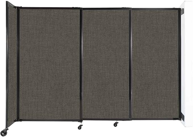 Wall-Mounted Sliding StraightWall Room Divider | Adjustable Widths | Locking Wheels | Room Separator | Up to 7'2" Wide x 5' Tall Mocha Fabric Panels