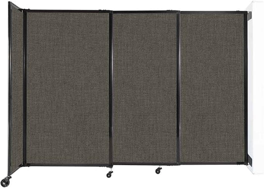 Wall-Mounted Sliding StraightWall Room Divider | Adjustable Widths | Locking Wheels | Room Separator | Up to 7'2" Wide x 5' Tall Mocha Fabric Panels