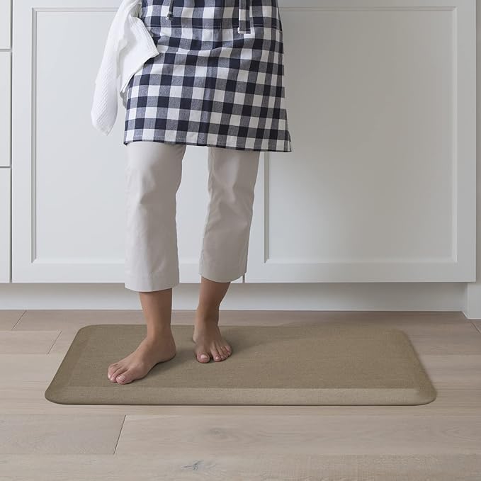 NewLife by GelPro Anti-Fatigue Designer Comfort Kitchen Floor Mat, 20"x32", Grasscloth Pecan Stain Resistant Surface with 3/4” Thick Ergo-Foam Core for Health and Wellness