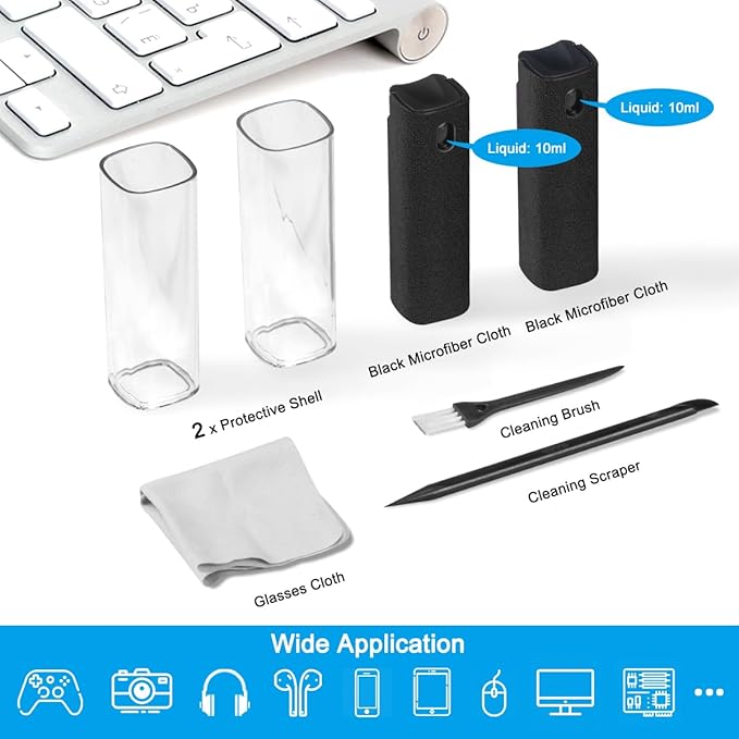 walrfid 2 Pack Screen Cleaner Spray and Wipe for Laptop Monitor and Car Screens, Phone Touchscreen Mist Cleaning Kit for Cellphone, Tablet, PC, Computer, LCD, MacBook, iPhone, iPad, Mac Pro - Black