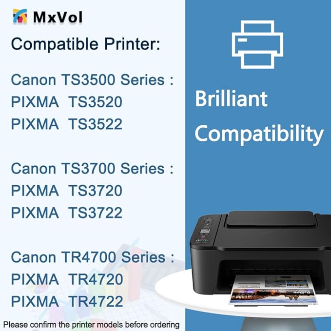 MxVol 275XL 276XL Remanufactured Ink Cartridge Replacement for Canon 275 and 276 XL PG-275XL CL-276XL Ink for Canon PIXMA TS3520 TS3522 TS3500 TR4720 TR4722 TR4700 Printers (1 Black, 1 Color Combo)