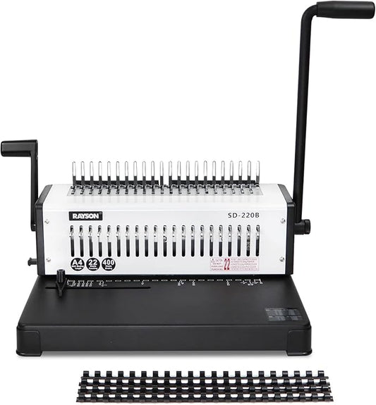 Rayson SD-220B Binding Machine, 21 Holes Comb Binding Machine, Max. Punch 20 Sheets & Binding 400 Sheets
