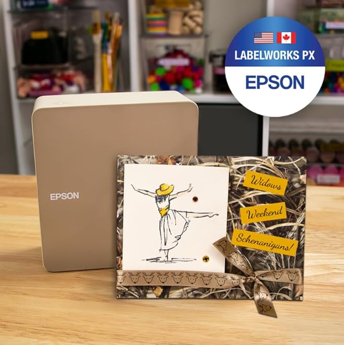 Epson LABELWORKS 224BMYPX Genuine PET (Polyester) Tape Cartridge - Black on Matte Yellow Designer Craft Label Maker Tape - 1" (24MM) Wide, 26'