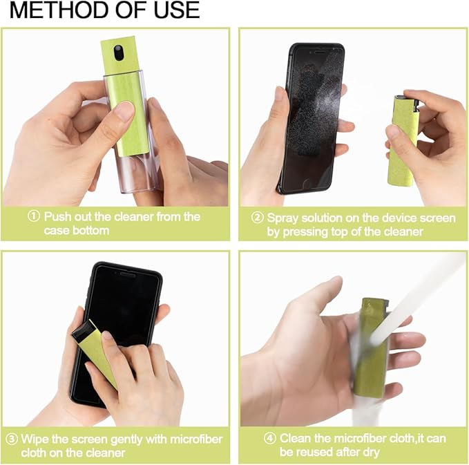 Screen Cleaner Touchscreen Mist Spray, walrfid Cleaning Kit for Electronic Smart Phone TV, Laptop, Tablet, PC, Computer LCD Flat Screens, Eyeglasses, Compatible with iPhone iPad MacBook Pro - Yellow