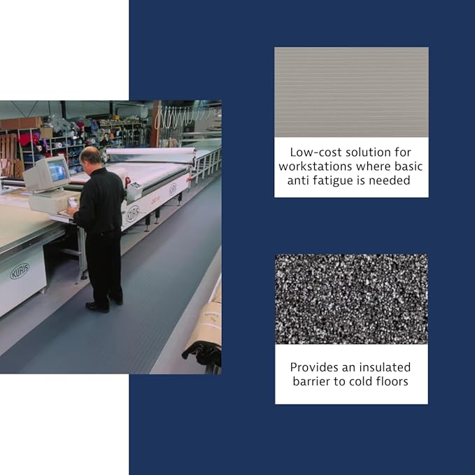 Notrax 410 Airug® 2' x 3' x 5/8" Anti Fatigue Mat, Enhanced Slip Resistance with Beveled Edges and Ribbed Surface, Ideal for Industrial and Commercial Workplaces, Gray, 410S0523GY