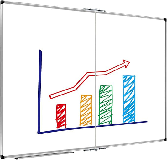 XBoard Dry Erase Board 60 x 48 Inch | Foldable Magnetic White Board for Wall with Marker Tray 5' x 4' | Aluminum Frame Folding Message Presentation Board