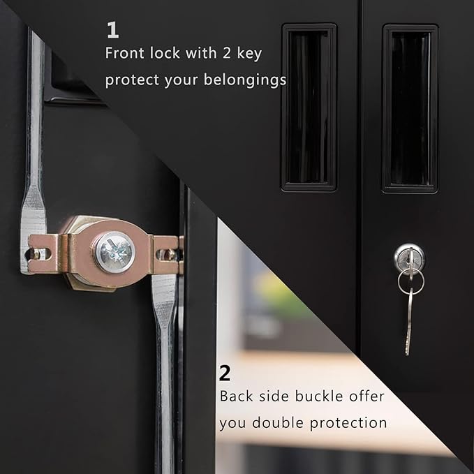 BESFUR Metal Storage Cabinet 87" H，Black Locking Storage Cabinets with Top Cabinet and 4 Adjustable Shelves for Home Office, Garage,School, Apartment, Warehouse, Utility Room