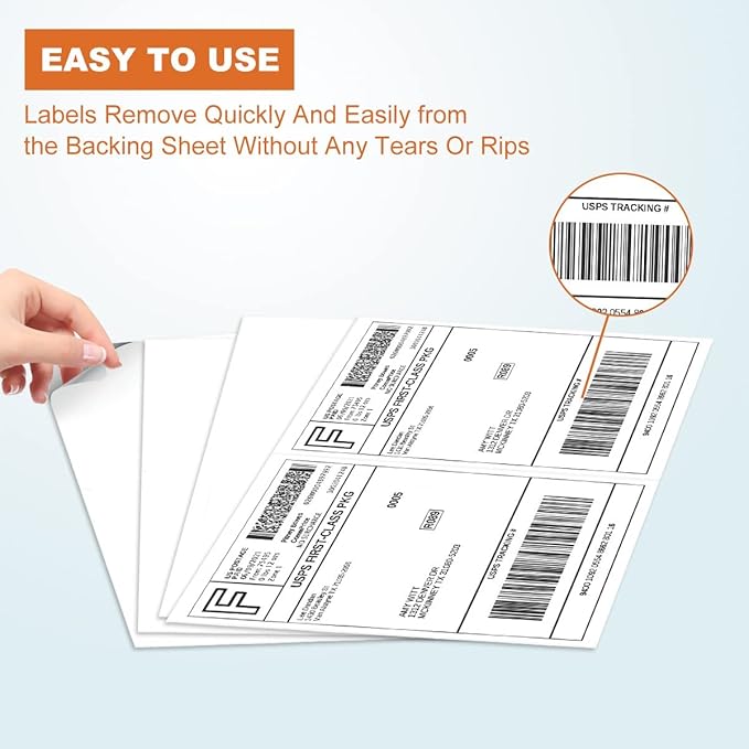 BESTEASY 200 Half Sheet Self Adhesive Shipping Labels, Laser/Ink Jet White Blank Shipping Labels 8.5" x 5.5" Address Labels (100 Sheet Total 200 Labels)