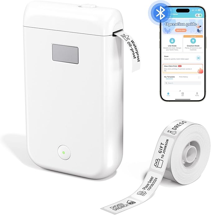 Label Maker, Label Maker Machine with Tape, Portable Bluetooth Label Printer with Little Space, Mini D10 Label Machine with Multiple Personalized Templates for Family School