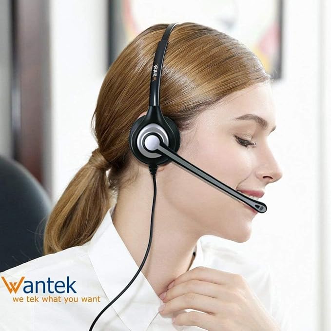 Wantek Phone Headset with Microphone Noise Cancelling,Telephone Headset 2.5mm Jack Compatible with Panasonic AT&T Uniden Cisco Linksys Grandstream Vtech Polycom Cordless Office Phones