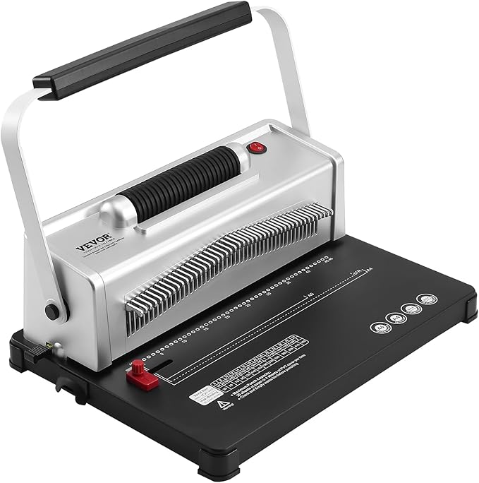 VEVOR Coil Spiral Binding Machine, Manual Book Maker with Electric Binding, 46-Holes Binding 500 Sheets Punch Binder, with 100pcs 5/16'' Coil Binding Spines, for Letter Size, A4, A5