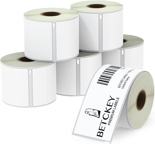 BETCKEY - Compatible DYMO 99019 (2-5/16" x 7-1/2") Large Lever Arch File Labels, Compatible with DYMO Labelwriter 450, 4XL, NOT Fit 550 & 5XL [6 Rolls/900 Labels]