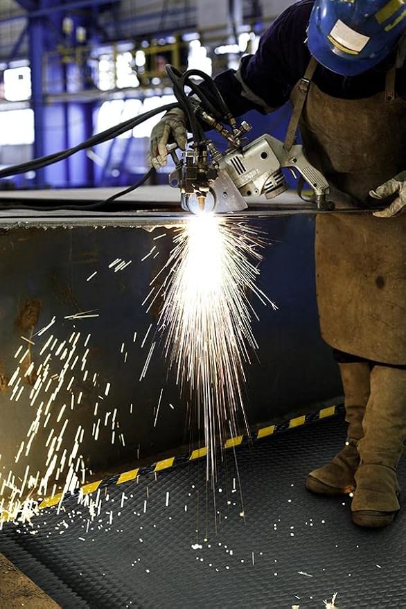 American Floor Mats Hog Heaven Premium 7/8" Black & Black Border 3' x 12' Nitrile Backed Anti-Fatigue Comfort Mat