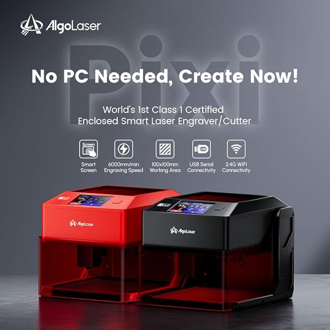AlgoLaser 10W Laser Engraver Machine: Portable & Smart with 3.5" Touch Screen, Hand Drawing/Wireless/SD Card/Offline Engraving, AlgoOS 2.0 Self Developed System for Wood, Acrylic, Leather