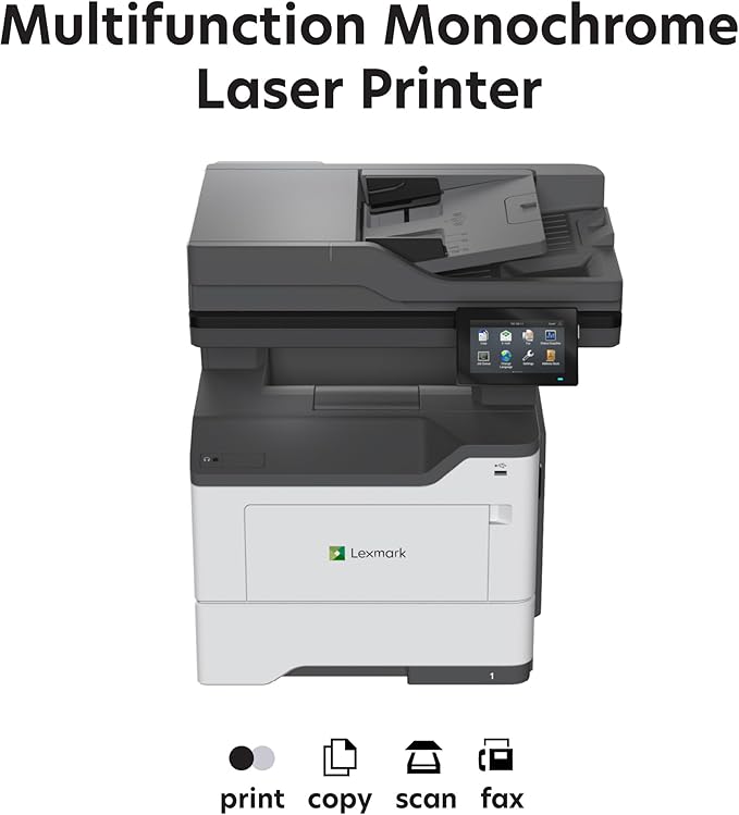 LEXMARK MX532adwe Monochrome Laser Printer, Integrated Duplex, Energy Star, 4.3-inch Color Touch Screen, Print Speed: Up to 46 ppm, Recommended Monthly Page Volume: 2,000-15,000 Pages(38S0820)