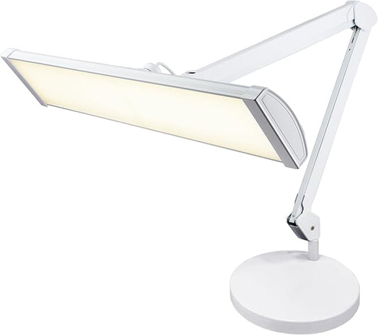 Neatfi Ultra 3,500 Lumen LED Desk Lamp, Color Correlated Temperature, 3 Light Modes, Dimmable, 45W, 26 Inch Wide Metal Shade, 540 SMD LEDs (CCT with Base, White)