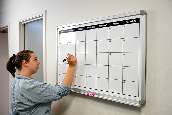 Month Calendar Dry-Erase Scheduling Whiteboard 48" x 36"