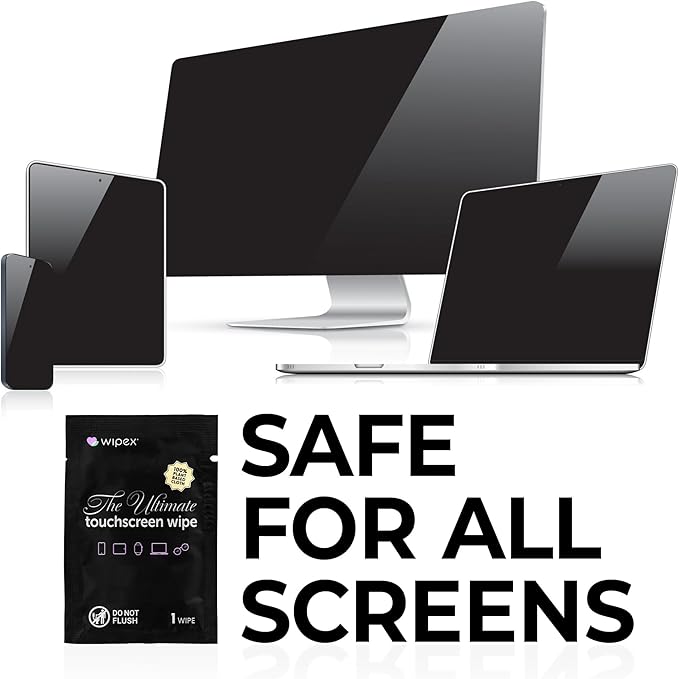 Wipex Car Screen Wipes for Electronics - 24 Individual Car Screen Cleaner Wipes - Plant-Based Touchscreen Cleaner Cloth for Dashboard Panels, Mobile Phone, Interior Car Cleaning Supplies (5.9"x4.92")