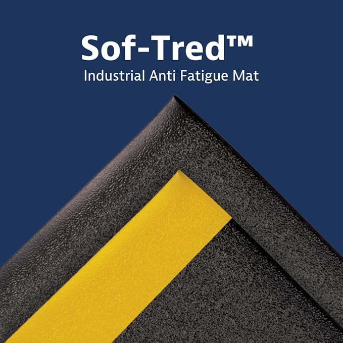Notrax 411 Sof-Tred™ 3' x 5' x 9/16" Anti Fatigue Mat, Enhanced Slip Resistance with Beveled Edges and Pebbled Surface, Ideal for Industrial and Commercial Workplaces, Black, 411S0435BL