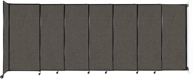 Wall-Mounted Sliding StraightWall Room Divider | Adjustable Widths | Locking Wheels | Room Separator | Up to 15'6" Wide x 6' Tall Mocha Fabric Panels