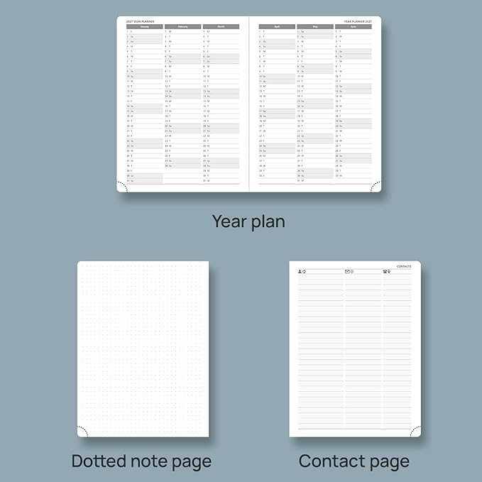 POPRUN Weekly Planner 2026 Calendar (Medium 6.75" x 8.75") 12 Months Notebook with Horizontal Layout, Leather Hardcover, Inner Pocket, 100GSM Thick Paper, Pen Holder - Lavender