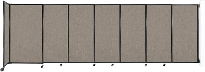 Wall-Mounted Sliding StraightWall Room Divider | Adjustable Widths | Locking Wheels | Room Separator | Up to 15'6" Wide x 5' Tall Warm Pebble Fabric Panels
