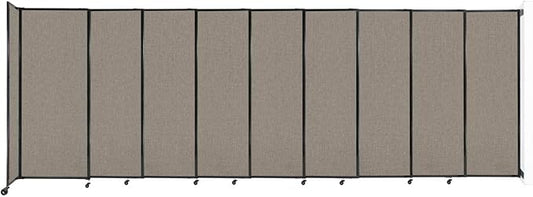 Wall-Mounted Sliding StraightWall Room Divider | Adjustable Widths | Locking Wheels | Room Separator | Up to 19'9" Wide x 6'10" Tall Warm Pebble Fabric Panels