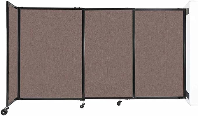 Wall-Mounted Sliding StraightWall Room Divider | Adjustable Widths | Locking Wheels | Room Separator | Up to 7'2" Wide x 4' Tall Latte Fabric Panels